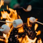 selective focus photography of marshmallows on fire pit